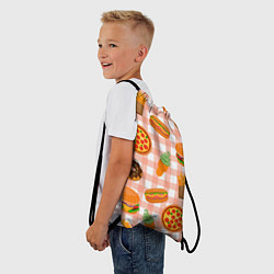 Рюкзак-мешок PIZZA DONUT BURGER FRIES ICE CREAM pattern, цвет: 3D-принт — фото 2