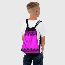 Рюкзак-мешок Черное кружево на неоновом розовом фоне, цвет: 3D-принт — фото 2