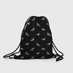 Рюкзак-мешок Голуби на черном паттерн, цвет: 3D-принт