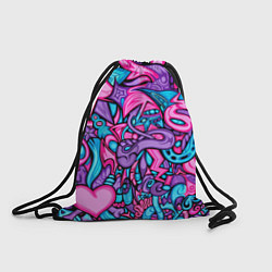 Рюкзак-мешок Яркая абстракция голубой и розовый фон, цвет: 3D-принт