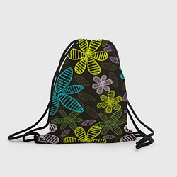 Рюкзак-мешок MULTICOLORED TRANSPARENT FLOWERS, цвет: 3D-принт