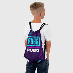 Рюкзак-мешок Символ PUBG в неоновых цветах на темном фоне, цвет: 3D-принт — фото 2