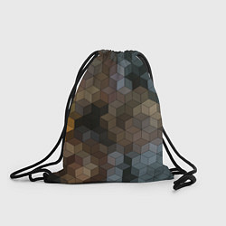 Рюкзак-мешок Геометрический 3D узор в серых и коричневых тонах, цвет: 3D-принт