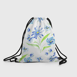 Мешок для обуви Цветы Синие Нарисованные Карандашами