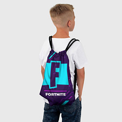 Рюкзак-мешок Символ Fortnite в неоновых цветах на темном фоне, цвет: 3D-принт — фото 2