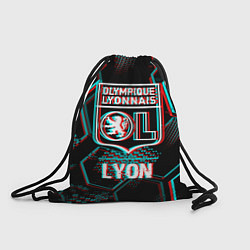 Рюкзак-мешок Lyon FC в стиле Glitch на темном фоне, цвет: 3D-принт