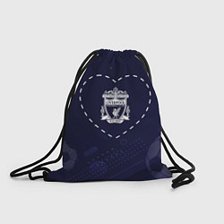 Рюкзак-мешок Лого Liverpool в сердечке на фоне мячей, цвет: 3D-принт