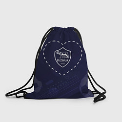 Рюкзак-мешок Лого Roma в сердечке на фоне мячей, цвет: 3D-принт