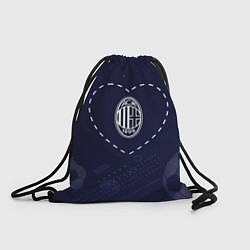 Рюкзак-мешок Лого AC Milan в сердечке на фоне мячей, цвет: 3D-принт