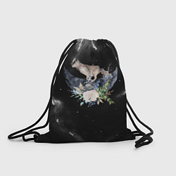 Рюкзак-мешок Серый волк на луне, цвет: 3D-принт