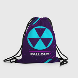 Рюкзак-мешок Символ Fallout в неоновых цветах на темном фоне, цвет: 3D-принт