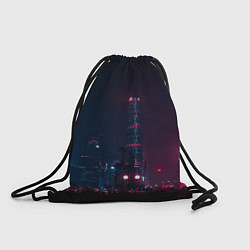 Рюкзак-мешок Неоновый ночной город - Тёмно-розовый, цвет: 3D-принт