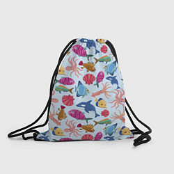 Рюкзак-мешок Паттерн из морских жителей Лето, цвет: 3D-принт