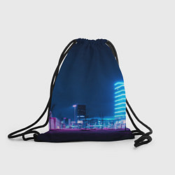 Рюкзак-мешок Неоновый ночной город - Светло-синий, цвет: 3D-принт