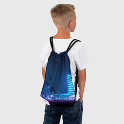 Рюкзак-мешок Неоновый ночной город - Светло-синий, цвет: 3D-принт — фото 2
