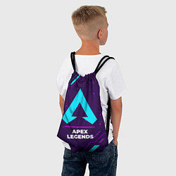 Рюкзак-мешок Символ Apex Legends в неоновых цветах на темном фо, цвет: 3D-принт — фото 2