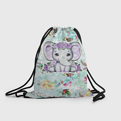 Рюкзак-мешок Милая слониха в цветах, цвет: 3D-принт