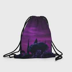 Мешок для обуви Ночное сияние в тёмном лесу - Фиолетовый