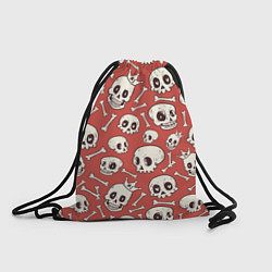 Рюкзак-мешок Черепа на красном фоне, цвет: 3D-принт