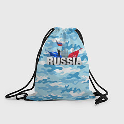 Рюкзак-мешок Russia: синий камфуляж, цвет: 3D-принт