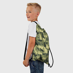 Рюкзак-мешок Кошачий камуфляж в зеленой гамме, цвет: 3D-принт — фото 2