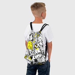 Рюкзак-мешок Милые Чёрные и Жёлтые Коты, цвет: 3D-принт — фото 2