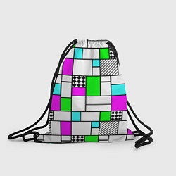 Рюкзак-мешок Неоновый геометрический узор с черными линиями, цвет: 3D-принт