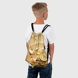 Рюкзак-мешок Композиция из ракушек и компаса на песке, цвет: 3D-принт — фото 2