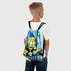Рюкзак-мешок Барт Симпсон на фоне стены с граффити - стилизация, цвет: 3D-принт — фото 2