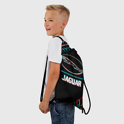 Рюкзак-мешок Значок Jaguar в стиле glitch на темном фоне, цвет: 3D-принт — фото 2