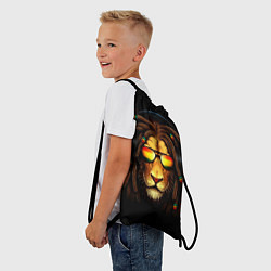 Рюкзак-мешок Лев в наушниках с дредами, цвет: 3D-принт — фото 2