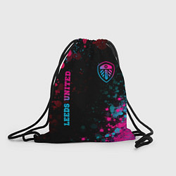 Рюкзак-мешок Leeds United - neon gradient: символ и надпись вер, цвет: 3D-принт