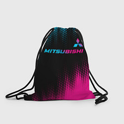 Рюкзак-мешок Mitsubishi - neon gradient: символ сверху, цвет: 3D-принт