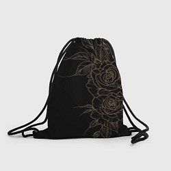 Мешок для обуви Элегантные розы на черном фоне