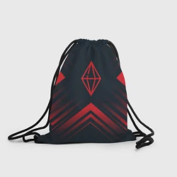 Рюкзак-мешок Красный символ The Sims на темном фоне со стрелкам, цвет: 3D-принт