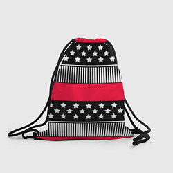 Рюкзак-мешок Red and black pattern with stripes and stars, цвет: 3D-принт