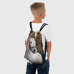 Рюкзак-мешок Белая лошадка, цвет: 3D-принт — фото 2