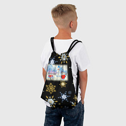 Рюкзак-мешок Новый год мальчик с санками, цвет: 3D-принт — фото 2