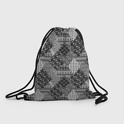 Рюкзак-мешок Black and White Ethnic Patchwork Pattern, цвет: 3D-принт