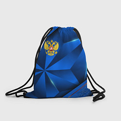 Рюкзак-мешок Герб РФ на синем объемном фоне, цвет: 3D-принт