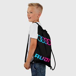 Рюкзак-мешок Audi - neon gradient: символ, надпись, цвет: 3D-принт — фото 2