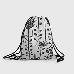 Рюкзак-мешок Нарисованные монохромные цветы, цвет: 3D-принт