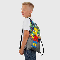 Рюкзак-мешок Хулиган Барт Симпсон на фоне стены с граффити, цвет: 3D-принт — фото 2
