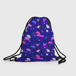 Рюкзак-мешок Неоновые зонтики на фиолетовом фоне, цвет: 3D-принт