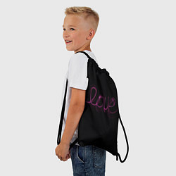Рюкзак-мешок Надпись любовь на черном фоне, цвет: 3D-принт — фото 2