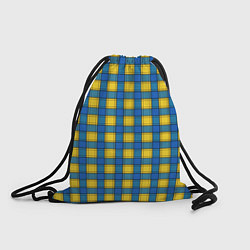Рюкзак-мешок Желтый с синим клетчатый модный узор, цвет: 3D-принт