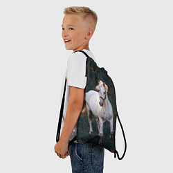 Рюкзак-мешок Скачущая белая лошадь, цвет: 3D-принт — фото 2