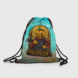 Рюкзак-мешок Хэллоуин - тыква с топором, цвет: 3D-принт