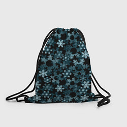 Рюкзак-мешок Новогодний рождественский темно синий узор со снеж, цвет: 3D-принт