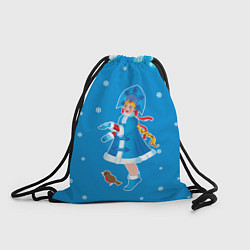 Рюкзак-мешок Снегурочка и снежинки, цвет: 3D-принт